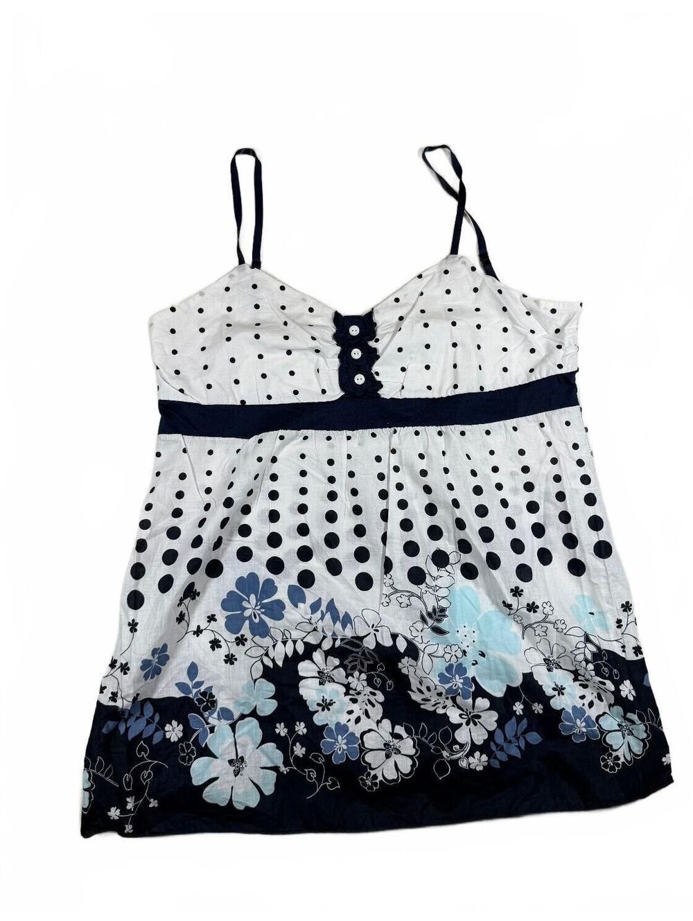 Talent USA Deadstock Navy Polka Dot Babydoll Tank Size 3X Measures Modern XL
